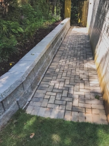 Decorative Block Wall with Paver Walkway