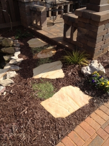 Natural Stone Walkway in Mulch bed