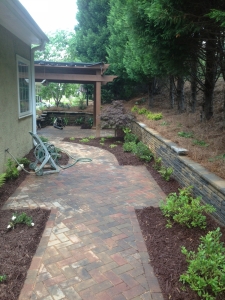 Rustic Herringbone Brick Patio 