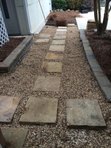 Rustic Stones Set in Pea Gravel with Border