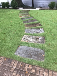 Granite Slab Walkway set in Sod 
