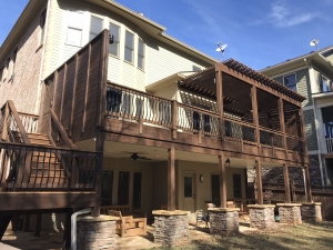 Two Story Deck with Arbor Roof and Privacy Surround