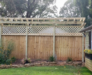 Lock Board Fence with Arbor