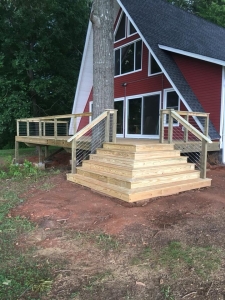 Wood Deck with Cable Railing