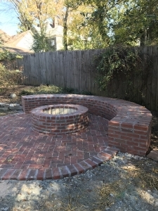 Brick Fire Pit and Seating Wall