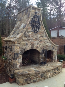 Stacked Stone Fireplace