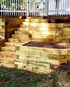 Timber Wall with Steps